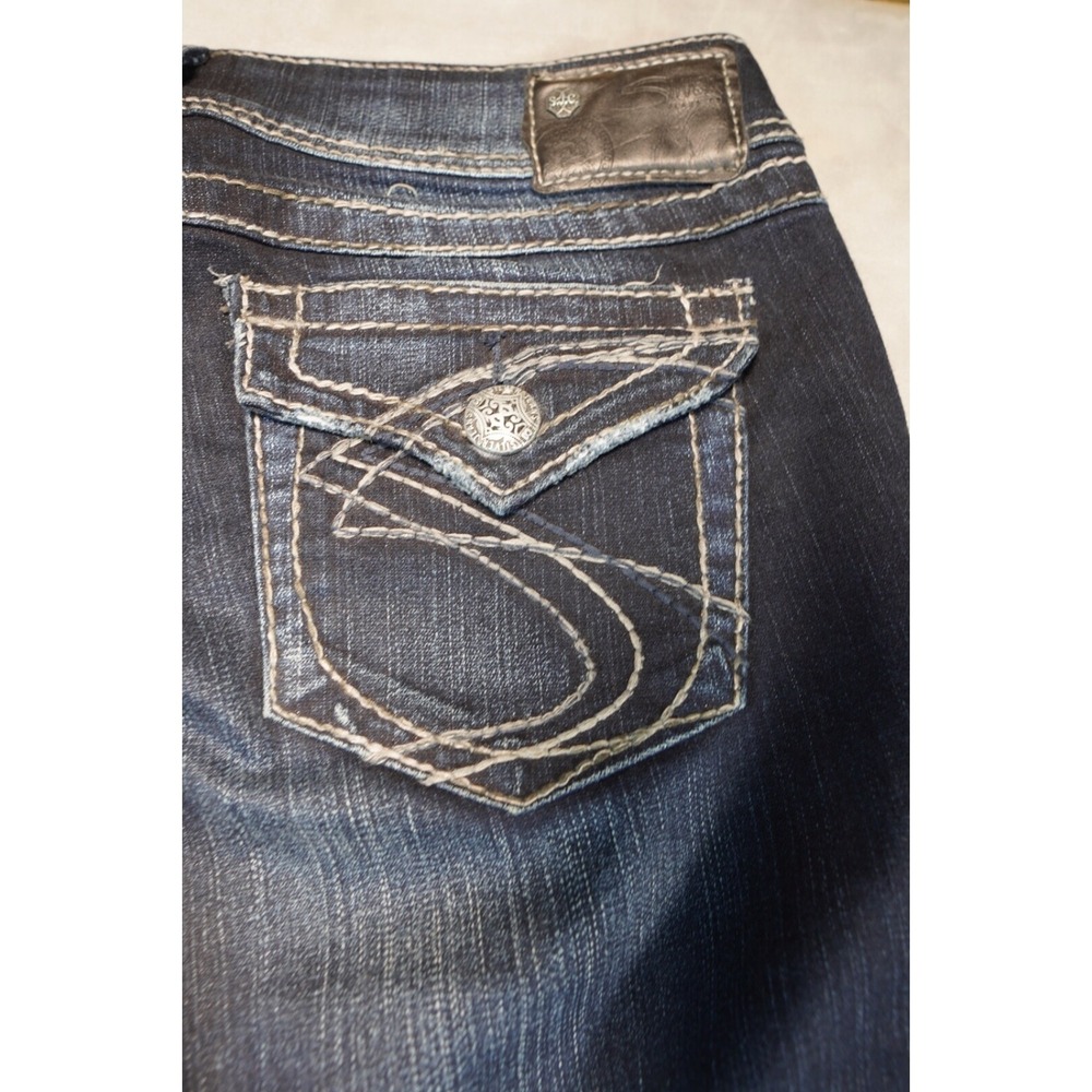 Silver Jeans Womens 29x32 Suki Surplus Boot Cut‎ Dark Wash Jeans Flap Pockets